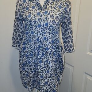 Ro's Garden floral Mini Dress Tunic Cotton